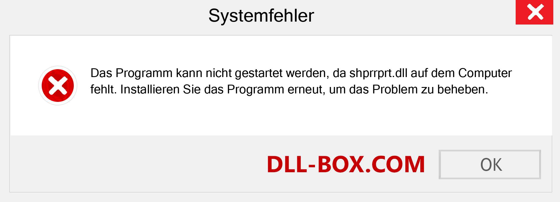 shprrprt.dll-Datei fehlt?. Download für Windows 7, 8, 10 - Fix shprrprt dll Missing Error unter Windows, Fotos, Bildern