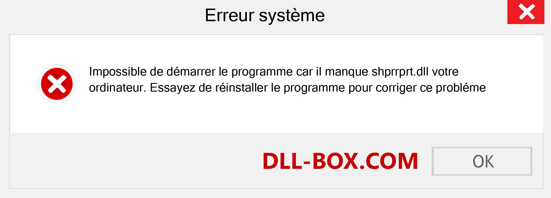 Le fichier shprrprt.dll est manquant ?. Télécharger pour Windows 7, 8, 10 - Correction de l'erreur manquante shprrprt dll sur Windows, photos, images