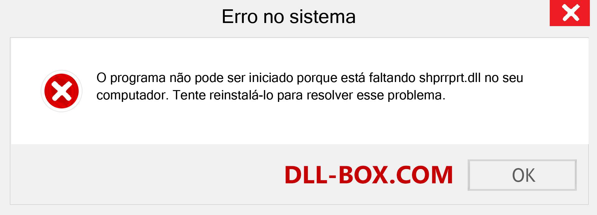 Arquivo shprrprt.dll ausente ?. Download para Windows 7, 8, 10 - Correção de erro ausente shprrprt dll no Windows, fotos, imagens