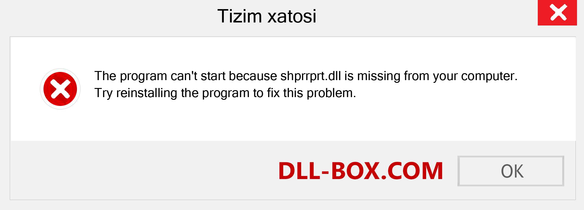 shprrprt.dll fayli yo'qolganmi?. Windows 7, 8, 10 uchun yuklab olish - Windowsda shprrprt dll etishmayotgan xatoni tuzating, rasmlar, rasmlar